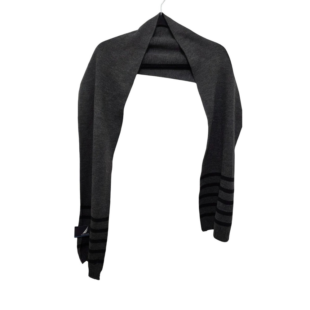 NWT Nautica Men's Gray & Black Striped Knit Scarf Size o/s‎